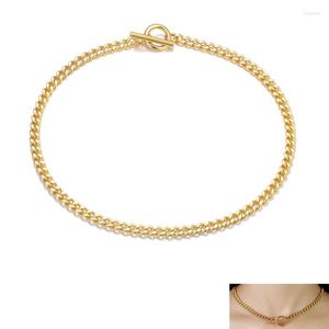 Girocollo 6mm collana a maglie a catena clavicola moda per donna ragazza accessori gioielli fibbia in acciaio inossidabile dorato OT