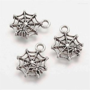 Charms Spider Web Antique Silver Color Halloween Charm Collection x14mm