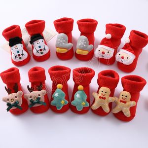 Jul Baby Terry Sock Plush Thick Children Cartoon Boys Girls Non-Slip Socks Soft Newborn Sp￤dbarn Toddler Xmas Party Sock