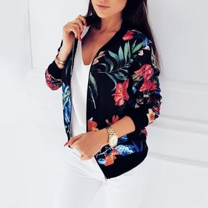 Women's Jackets Women's Jacket Floral Printed Long Sleeve O Neck Tops Sweatshirt Spring Slim Womens Coats And Outwear Zipper Plus Size