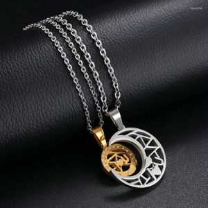 Pendant Necklaces Stainless Steel Couple For Men And Women Sun Moon Stitching