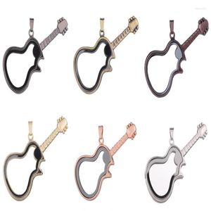 Pendant Necklaces 10PCS Plain Guitar Rhinestone Living Memory Floating Locket Alloy Charms Jewelry Making Necklace Keychain For Women Men