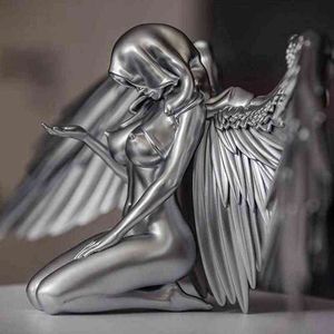 Dekorative Objekte Figuren Kunst Skulptur Engel 3D Harz Sexy Engel Statue für Wohnzimmer Hof Garten Heimdekoration Statue Handwerk Fee DIY Kunstwerk Unbemalt T220902