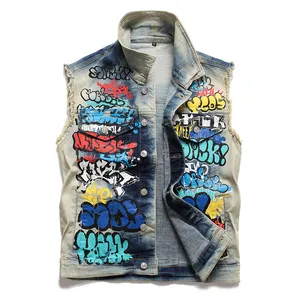 Gilet da uomo retrò in metallo metal rock moda giacca senza maniche con risvolto allentato esplosione nucleare gilet Harley Chaqueta