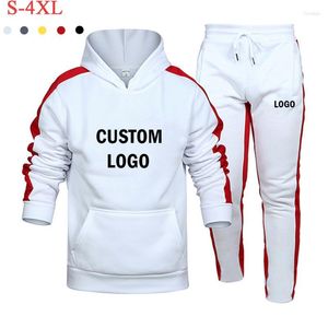 Tute da uomo Logo personalizzato da uomo Winter MenTracksuit Felpa con cappuccio Pantaloni Due pezzi Set casual Abbigliamento sportivo maschile Palestra Jogging Taglie forti S-4XL