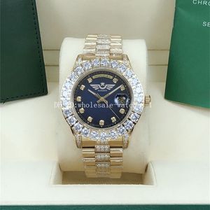 9 Style Two Tone Diamond Orologi President 43mm 118239 118388 Blue Dail 18K Movimento automatico Orologio da uomo meccanico Orologio da polso da uomo