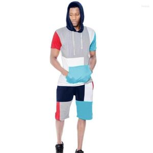 Men's Tracksuits Men's Mens Hooded T-Shirt Shorts Set 2 Piece Sportswear Short Sleeve Jogger TracksuitMen's