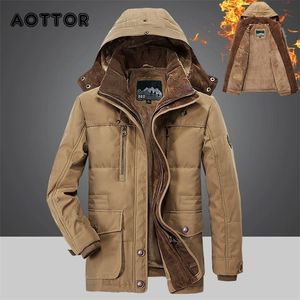 Męskie Parkas Winter Men z kapturem futra liniowa zagęszcza kurtka męska swobodna płaszcze płaszcze do czapki odłączane Man Jaqueta Masculina plus rozmiar 6xl 220902