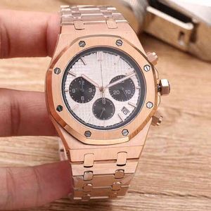 Klasyczne mężczyzn Watch kwarc Chronograf Sapphire ze stali nierdzewnej Rose Gold Srebrny Srebrny Black Branslet Watchesnq6V