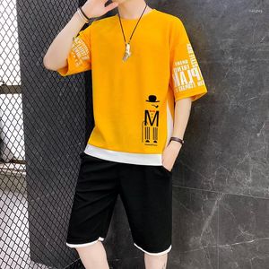 Men's Tracksuits Summer Men Summer Homem Hip Hop Fashion Prind Prints O-Gobes Conjunto de Jogador Esportivo Male Roupas de Rua 2022 Men Sure Suad Suor