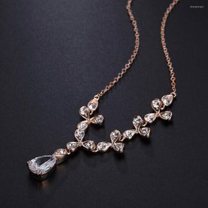 Подвесные ожерелья Zhouyang Crystal свадебное ожерелье для женщин высшее качество Zyn135 Элегантное розовое золото цветовые украшения австрий