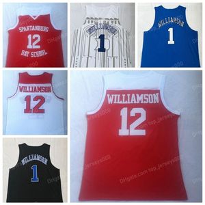 Spartanburg Day School Zion Williamson Basketball Jersey College Jerseys Stitched White Blue Black Top Quality243S