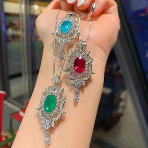 Pendant Necklaces 2022 Creative 925 Sterling Silver Wind Chimes Necklace Women Jewelry Emerald Paraiba Stone Party Banquet Gift 8 12MM