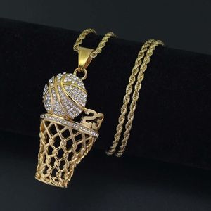 Wholesale basketball hoop sport for sale - Group buy hip hop NO basketball pendant necklaces for men diamonds basketball hoop luxury necklace Stainless steel Cuban chains sport jew227I