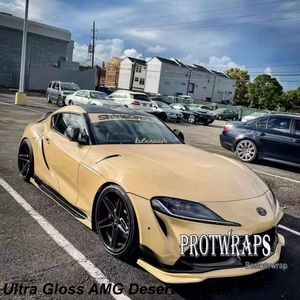 Premium Ultra Gloss Desert Yellow Vinyl Wrap Sticker Car Wrapping Covering Film With Air Release Initial Low Tack Glue Top Quality Self Adhesive 1.52x20m 5X65ft