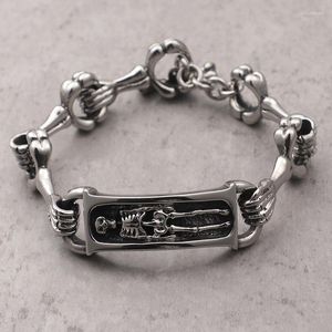 Link Bracelets Tide Male Jewelry Domineering Exaggerated Personality Punk Skull Titanium Steel Men's Bracelet