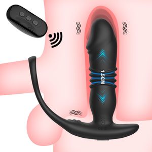 Beauty Items Stoßender Analvibrator Männliches Prostatamassagegerät Automatische Teleskopvibration Masturbationsstecker Drahtlose Fernbedienung