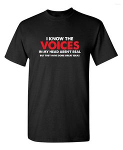 Voces de camisetas para hombres en mi cabeza tienen ideas de humor adulto novedosa novela sarc￡stica camiseta divertida algod￳n vintage camisetas