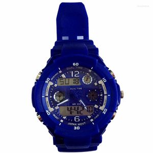 Armbanduhren 2022 Multifunktions Herren Digitale Sportuhren 3Bar Wasserdicht Dual Display Uhr Analog Quarz Blau