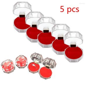 Schmuckbeutel 5 Stück Verpackung Box Ring Ohrring Hüllen Acryl Transparent Hochzeit Frau Großhandel