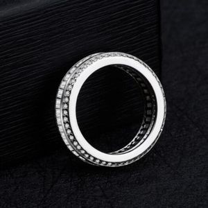 Anillos de diamantes sintéticos chapados en oro blanco de plata de ley de lujo cuadrado 2023 anillos de compromiso al por mayor para hombres ab115