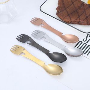 Dinnerware coloca acampamento ao ar livre em aço inoxidável de aço multi -função colher de mesa