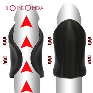 Sexspielzeug-Massagegeräte Männer Penis Extend Vibration Trainer USB-Ladegerät Männliche Verzögerungstraining Eichelvibrator 10-Gang-Sexmaschine Erwachsener