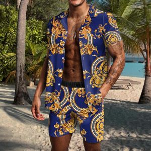 Herren Trainingsanzüge 2022 Sommer Hawaii Casual Strand Herren Hemd Shorts 3D Markendruck Täglich Urlaub Mode Top Hosen Herren 2 Outfit S-4XL