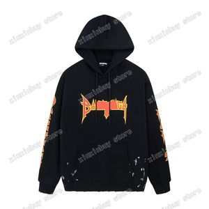 Xinxinbuy Men Designer Hoodies Paris Destru￭do Carta M￣o desenhada Imprimir webbing Women Sweetshirts Oversize Black XS-2xl