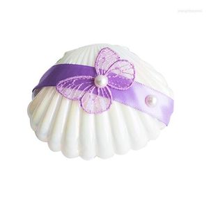 Enrolamento de presentes 30pcs plástico shell branco shell borboleta renda de casamento favores caixas de doces caixas de chocolate bomboniera festa de festa para convidados