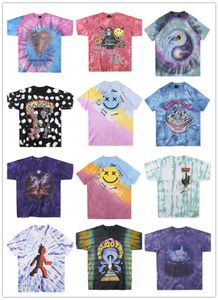 Modemerk Kanyes heren T -shirt maken Grappen skelet Dye Rainbow Halo Dye Smiley Face Trend Design unisex korte mouw top