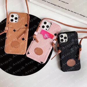 Luxury Ge Fashion Design Phone Cases for iPhone 14 14pro 14plus 13 13pro 12 12pro 11 Pro Max X Xs 11PRO XR 8 7 Plus Leather Card Pocket Case Shoulder Roll Strap Cover