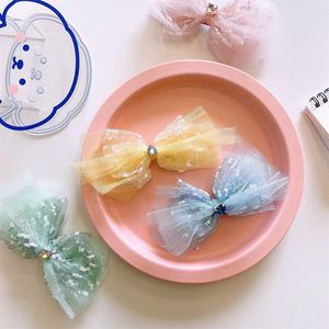 Hårtillbehör Princess Lace Ribbon Bows Clips Print Big For Children Girls Headwear Kids Gifts