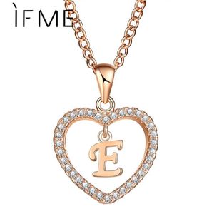 Pendanthalsband Initial E Letter Heart Crystal CZ Pendants Women Statement Charms Gold Silver Color Collar Choker Jewelry Gift347e