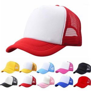 Verstelbare honkbalhoed Kind Solid Casual Patchwork Hats For Boy Girls Caps Classic Trucker Summer Kids Mesh Cap Sun Hat1250A