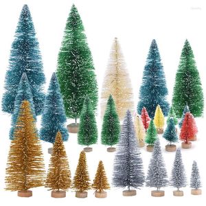 Decorações de Natal Mini árvores para artesanato Sisal Bottle Brush Miniature Tree Decor Decor Fake Pine