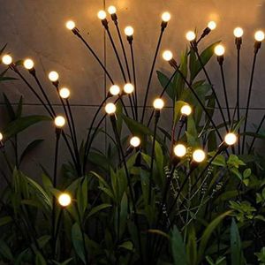 Flores decorativas Luzes de Firefly Powardado de Solar Jardim que balançam 6 Lâmpadas LED Bulbos