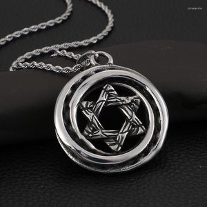 Pendant Necklaces Titanium Steel Six-pointed Star Punk Vintage Hipster Male Stainless Casting