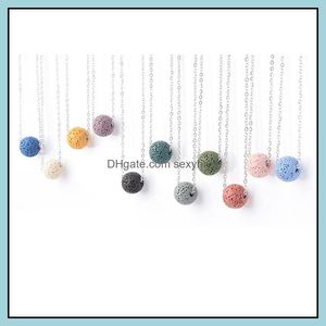 H￤nge halsband 14mm rund lava boll p￤rla vulkan halsband aromaterapi eterisk olja diffusor halsband svart h￤nge rostfritt st dhz6f