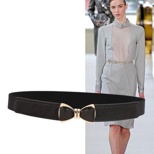 Belts Elegant Ladies 2.5cm Wide PU Leather Butterfly-Knot Decorative Buckle Fashion Wearproof Solid Colour Cummerbunds For Women