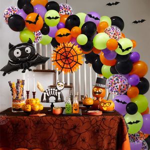 Christmas Decorations Halloween Balloon Garland Arch Kit 12 10 5 Black Orange Purple Green Confetti Balloons And Bat Foil Packing2010 Am9V1