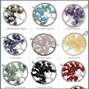 Pendant Necklaces Natural Stone Gravel Round Shape Gemstone Jewelry Chip Beads Semi Precious Crystal Keychain Pendents N Dhseller2010 Dhkch