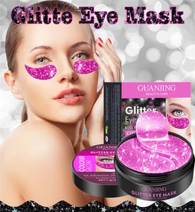 60 pçs Máscara de Cuidados para os Olhos de Colágeno Rosa Anti Olheiras Hidratante Remoção de Inchaço Máscaras de Olhos com Glitter Beleza Cuidados com os Olhos Patches