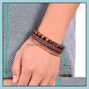 Beaded Strands Black Leather Bracelet Men And Women Glamour Designer Mature Sexy Birthday Gift Drop Delivery 2021 Jewelr Dhseller2010 Dhfzm