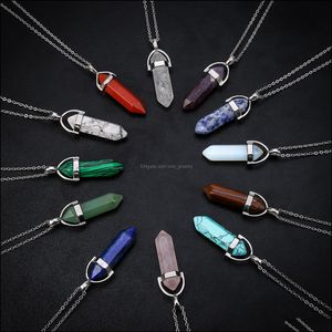 Pendant Necklaces Indian Agate Hexagonal Cone Pendant Men And Women Necklace Designer Fashion Style Drop Delivery 2021 J Dhseller2010 Dh8H9