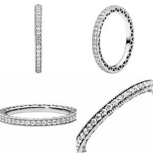 Real Sterling Silver CZ Diamond Ring Fit Pandora Wedding Rings Betrokkenheid sieraden voor vrouwen M2219N