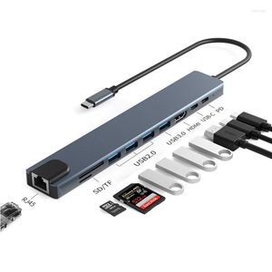 Type-C Hub Yerleştirme İstasyonu 3.0 USB Gigabit Port Bilgisayar Ayırtıcı