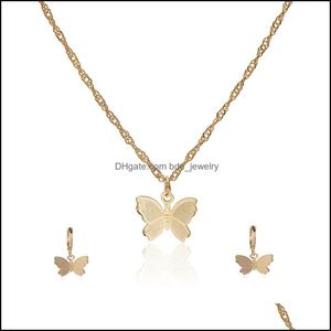 Подвесные ожерелья бабочки Колье и серьги золотоирные слоистые цепь изящные изделия подвесные коже