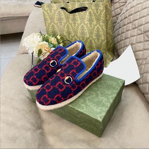 Loafer Muller Damenstiefel Horsebit Loafer aus strukturierter Wolle Stoffe Gummi-Zwischensohle Flache Heimschuhe Lady Check Tweed Walking Loafer Größe 35 - 42