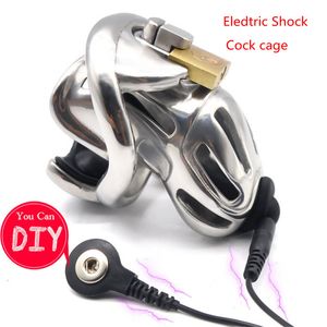 Beauty Items 316 Stainless Steel Electric Shock We Design Male Chastity Device Penis Belt Lock Electro Cock Ring Adult sexy Toys For Men